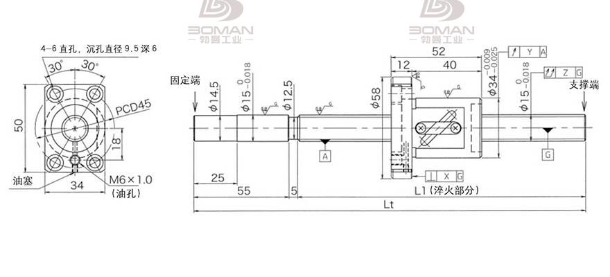 KURODA GG1510AS-BALR-0900A 黑田丝杆替换尺寸图