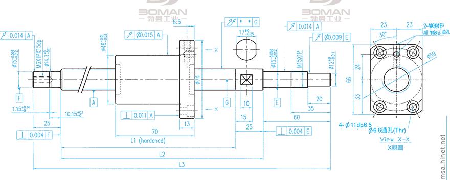 TBI XSVR02020A1DGC5-1199-P1 tbi滚珠丝杆加工图