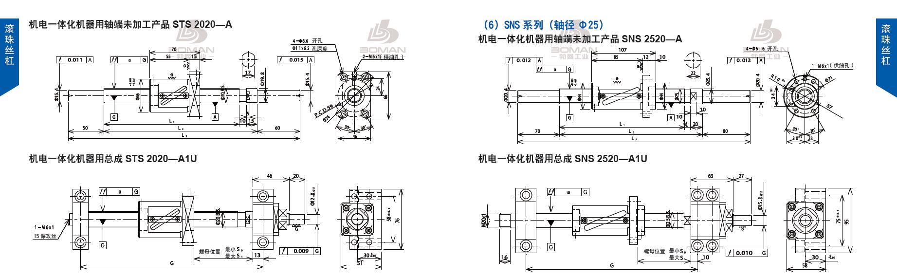 TSUBAKI STS2020-1220C5-A1U tsubaki数控滚珠丝杆规格